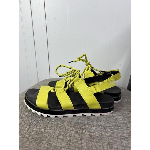 Sorel Sandals Womens Size 7.5 Neon Yellow Roaming Lace Gladiator Kidcore - Picture 5 of 9